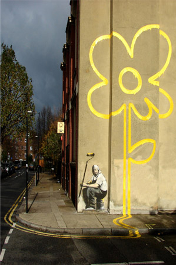 Yellow-Lines-Flower-Painter-by-Banksy