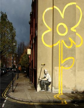 Yellow-Lines-Flower-Painter-by-Banksy